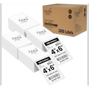 SARA Brothers : Commercial Grade 4x6 Thermal Shipping Labels, 2000 Labels (4x500